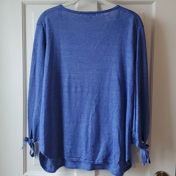 TALBOTS 100% LINEN BRIGHT BLUE SWEATER SIZE LARGE - Picture 8 of 9
